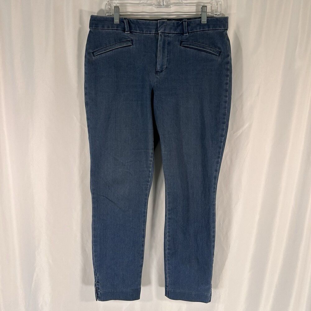 Gap Signature Skinny Ankle Pants Women's 12 medium Wash Blue Zip Pockets